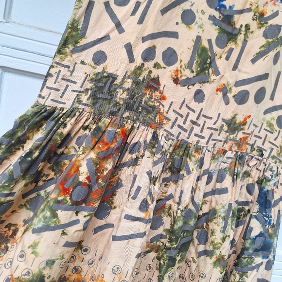 Camo Dress Camoflage Painted Tribal Batik Abstract Vintage Retro Dress 90s 80s - Picture 7 of 16